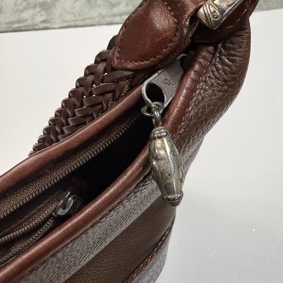 Vintage Brighton Bucket Crossbody‎ Shoulder Bag Brown Crocodile Embossed Trim - Picture 12 of 16